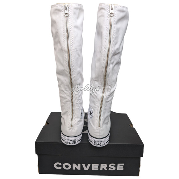 Converse CTAS XXHI Womens 8 White Blue Black Canvas Knee High Sneaker Boot NEW - Picture 3 of 10